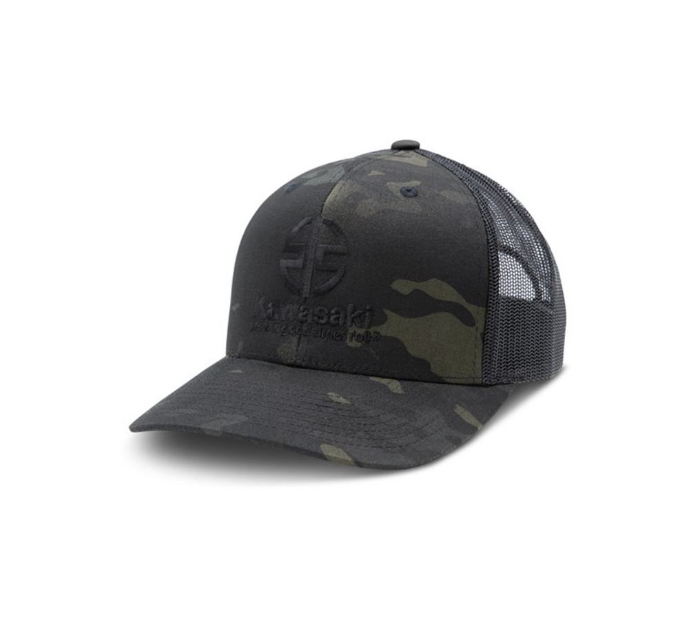 Kawasaki River Mark Logo Multicamo Snapback Cap O/S K003-4109-BKNS