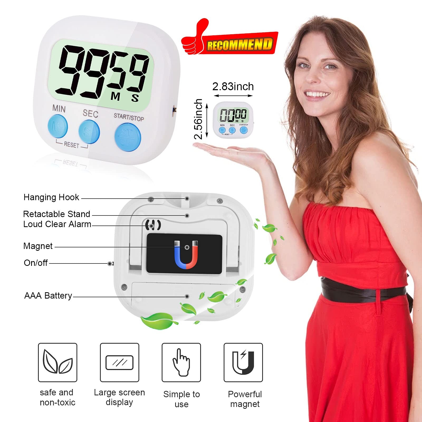 4-Piece Multi-Function Electronic Timer, Learning Management, Suitable Blue