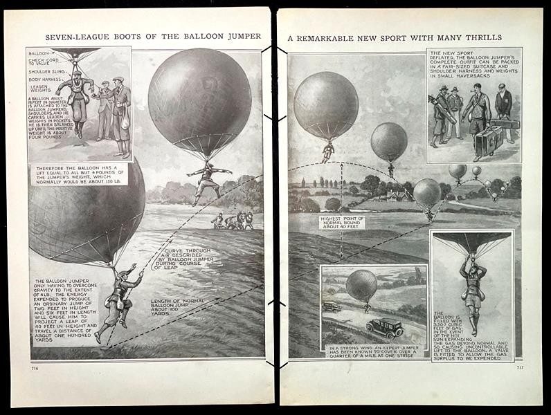 Balloon Jumping 1927 pictorial “A Remarkable New Sport with Many Thrills” Helium
