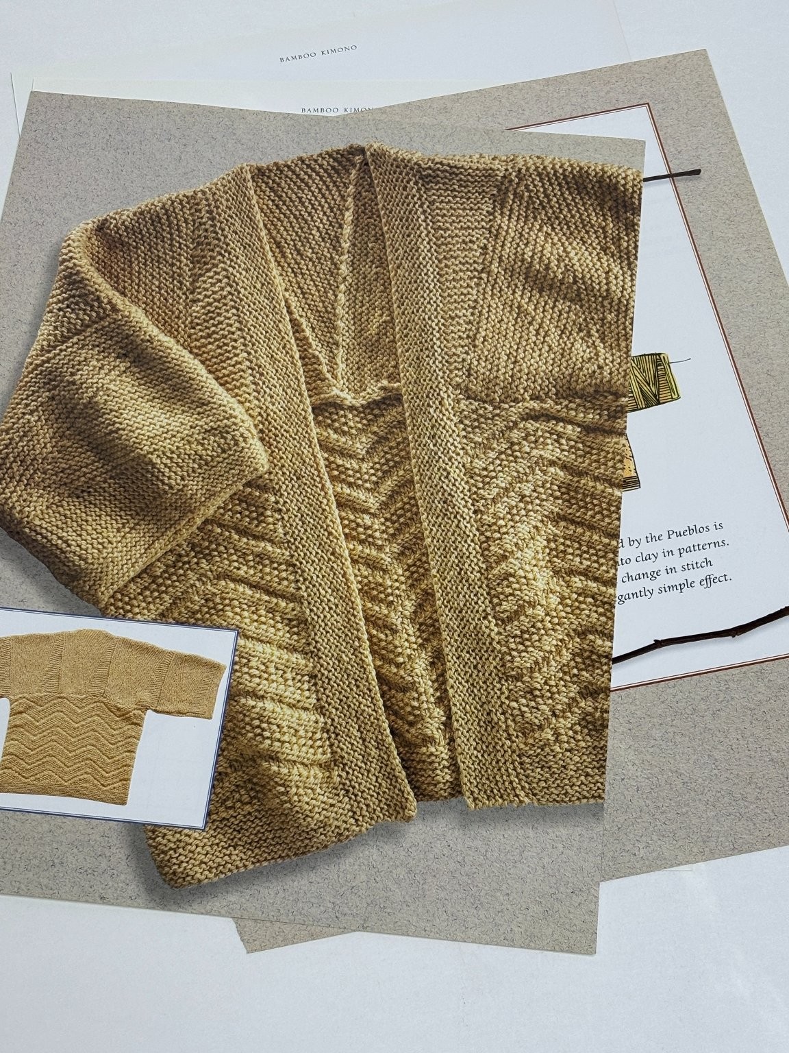 Bamboo Kimono Knitting Pattern Intermediate One Size Pages from Book