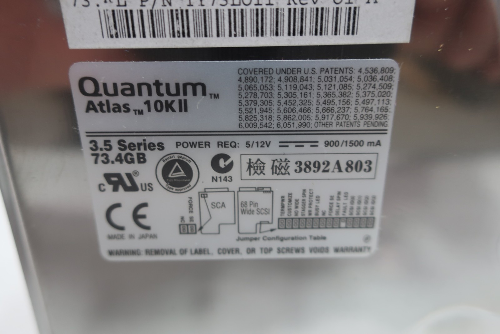 Quantum TY73L011 Hard Disk Drive 73.4gb