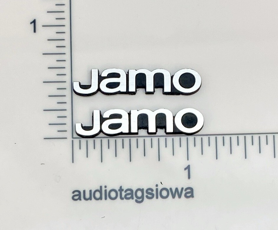 Jamo Speaker Badge Logo Pair Silver Incised Plastic