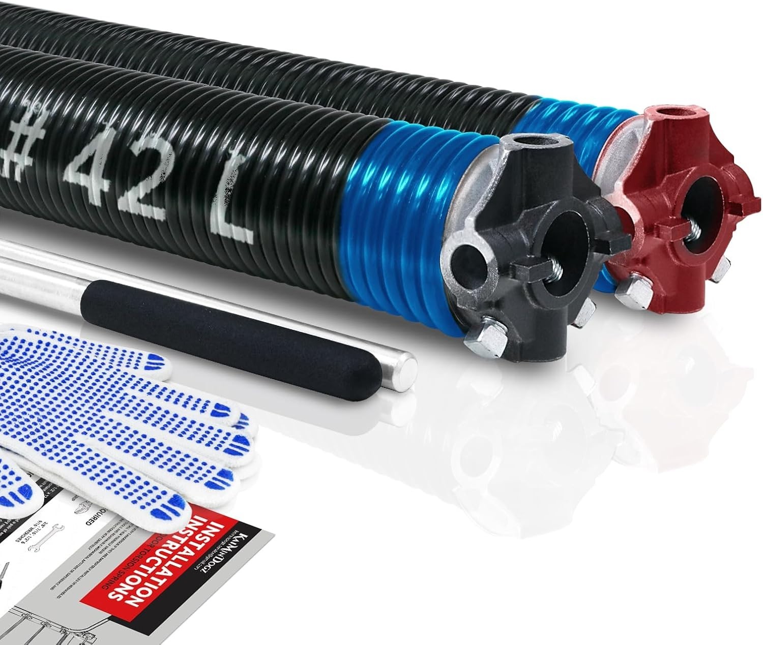 Pair of 2" Garage Door Torsion Springs with Non-Slip Winding Bar 0.283x2''x42''