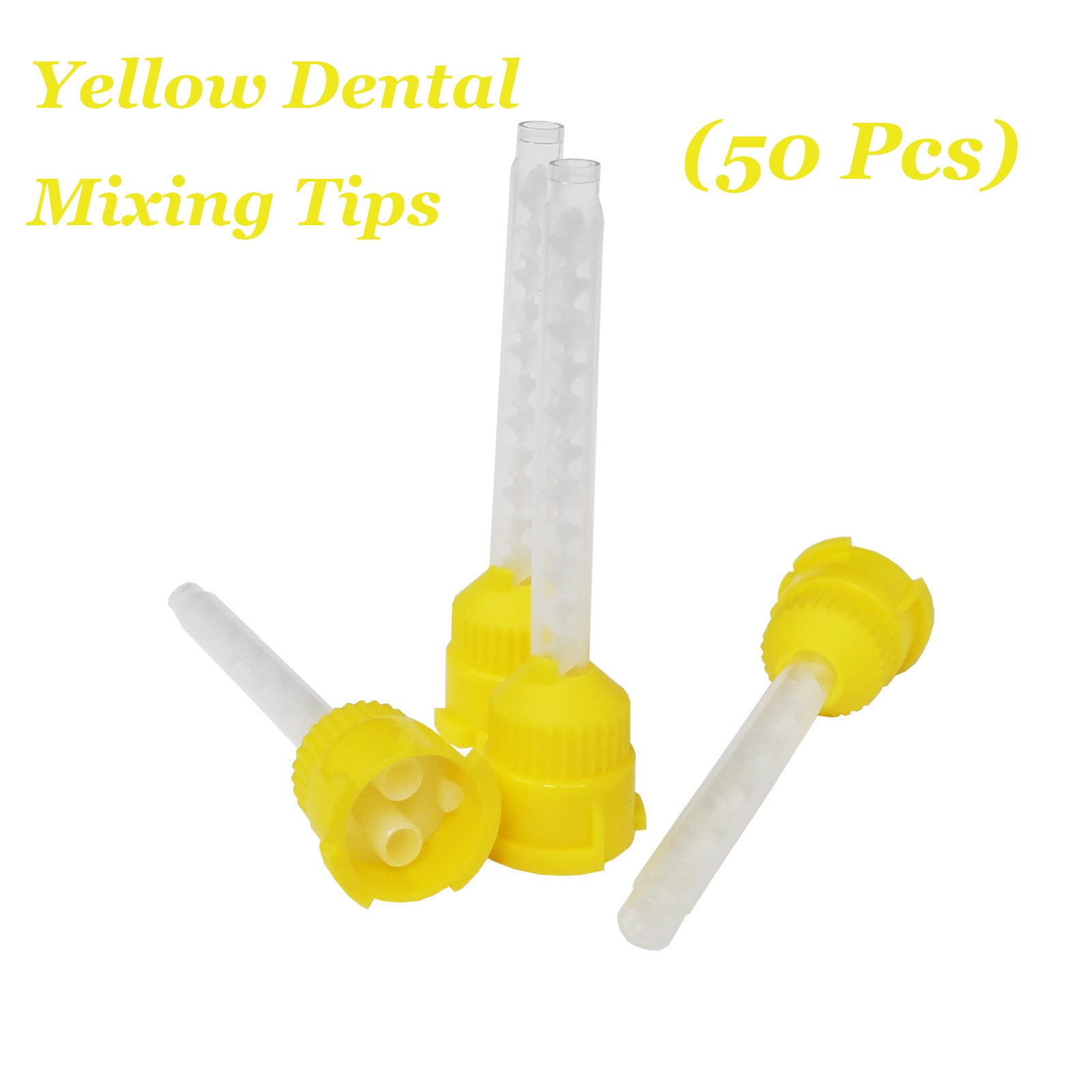 Dental Impression Mixing Tips for Light Body - 50 pcs, Yellow - 4.2 mm 1:1 Ratio