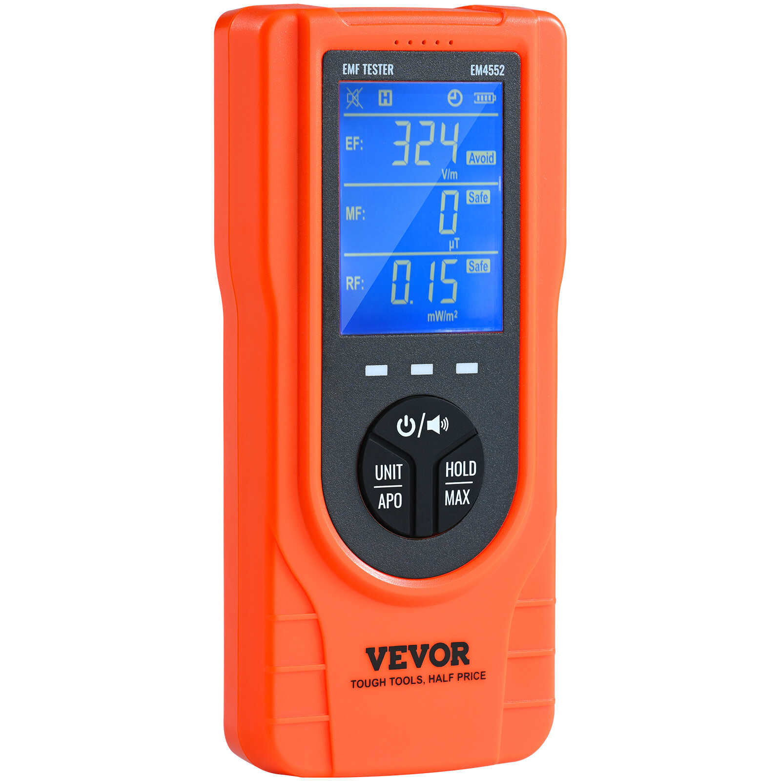 VEVOR Digital LCD 3-in-1 EMF Meter Electromagnetic Radiation Detector EF MF RF