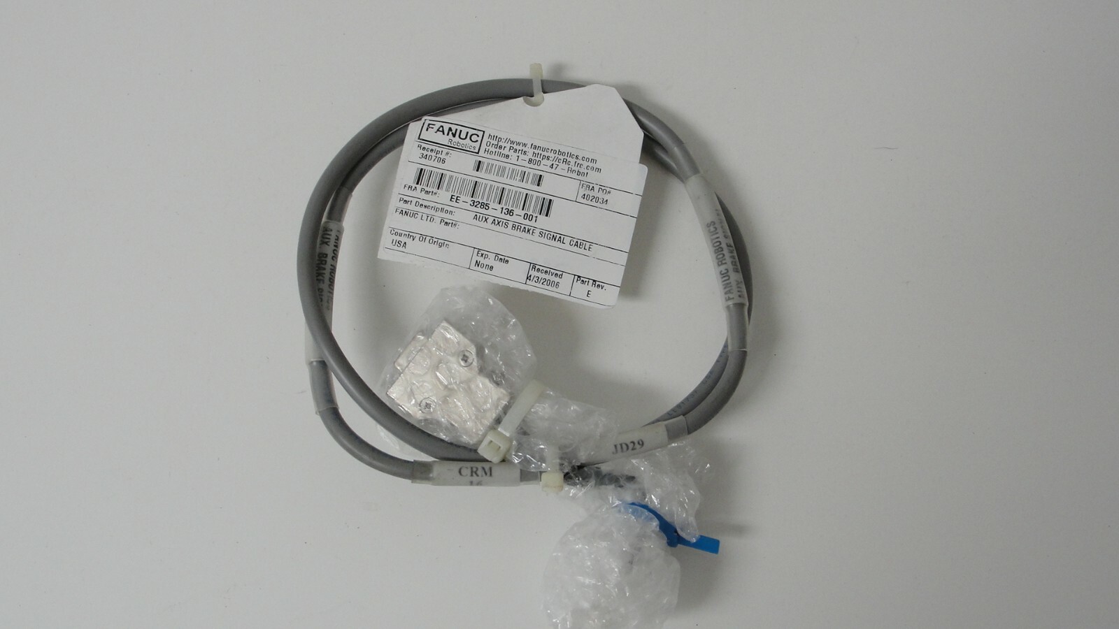Fanuc EE-3285-136-001 aux axis brake signal cable new