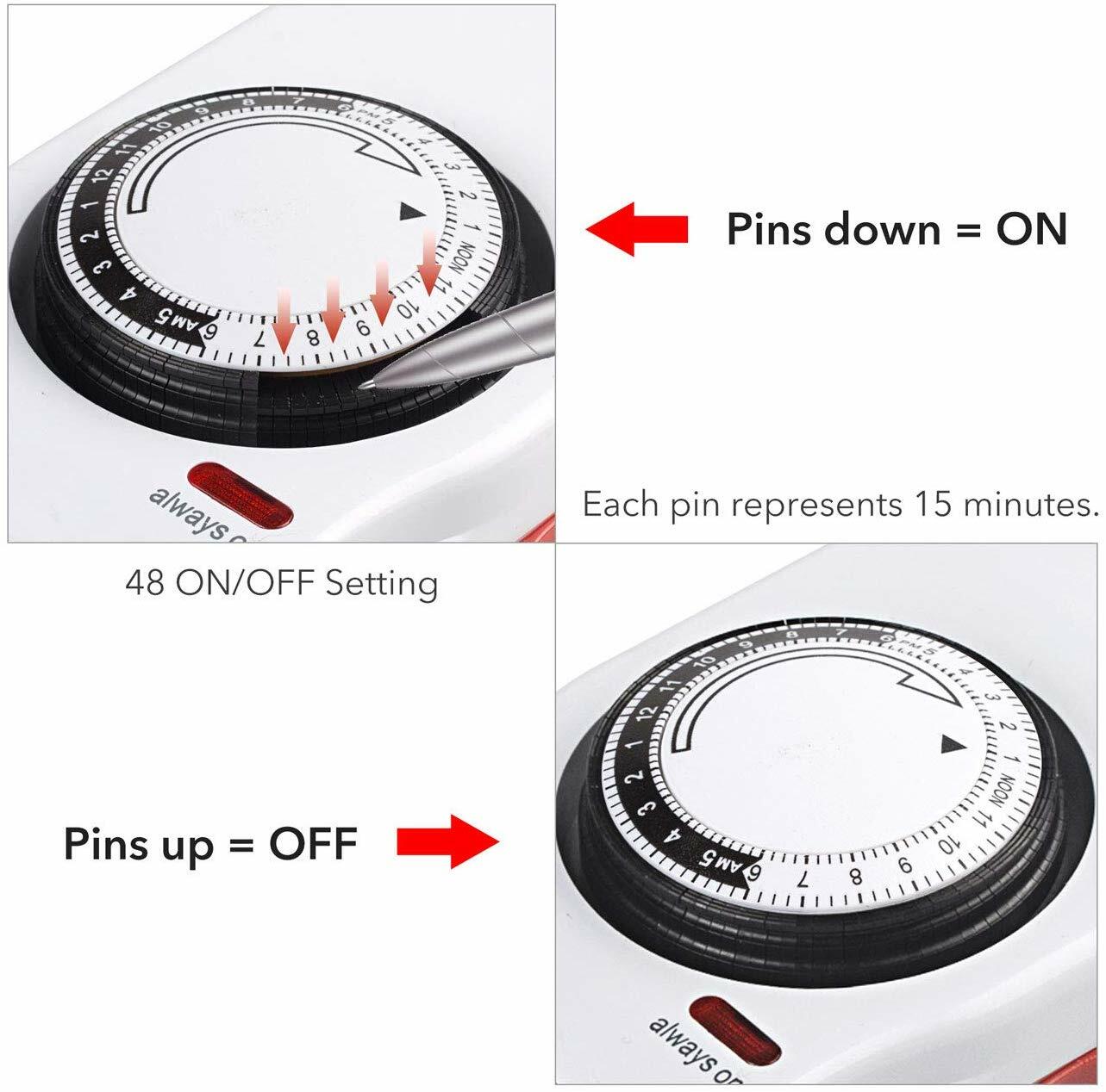 BN-LINK 8 Outlet Surge Protector with Mechanical Timer (4 Timed + 4 Always On)