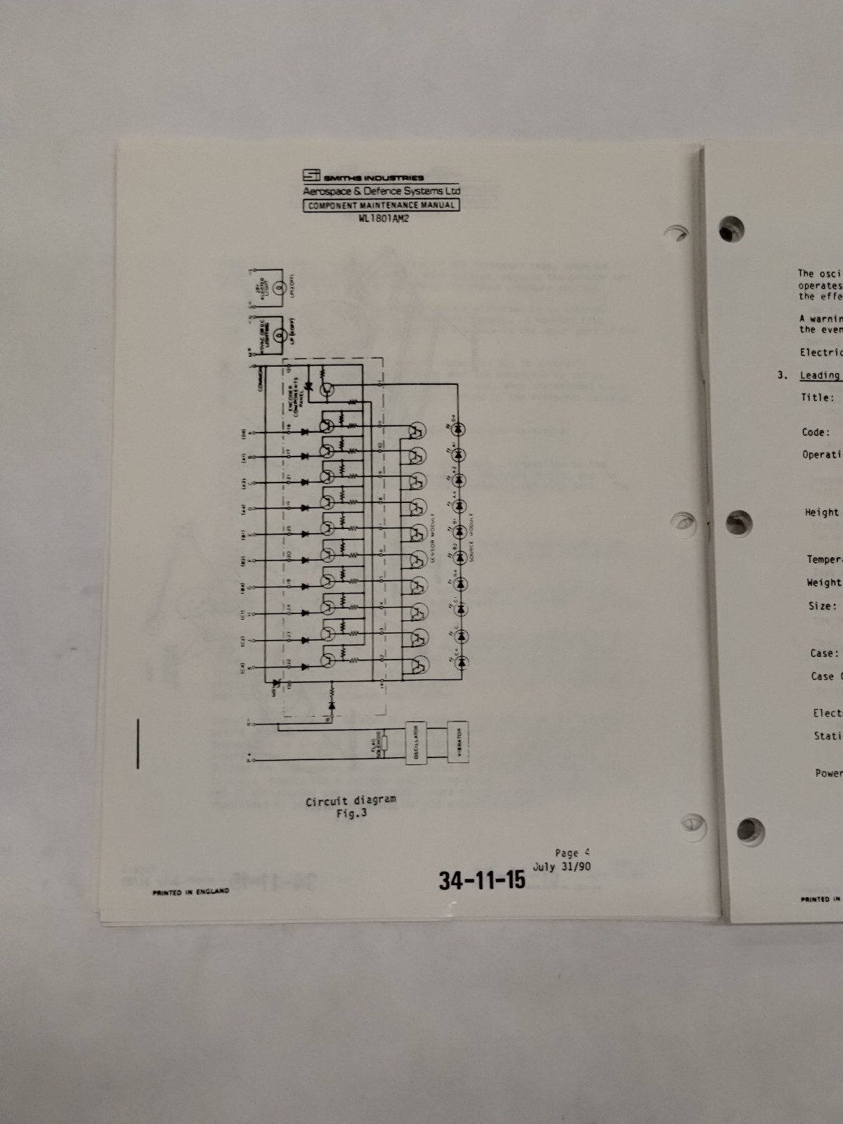 Smiths Industries Counter/Pointer Altimter WL 1801AM2 Maintenance/Parts-Original