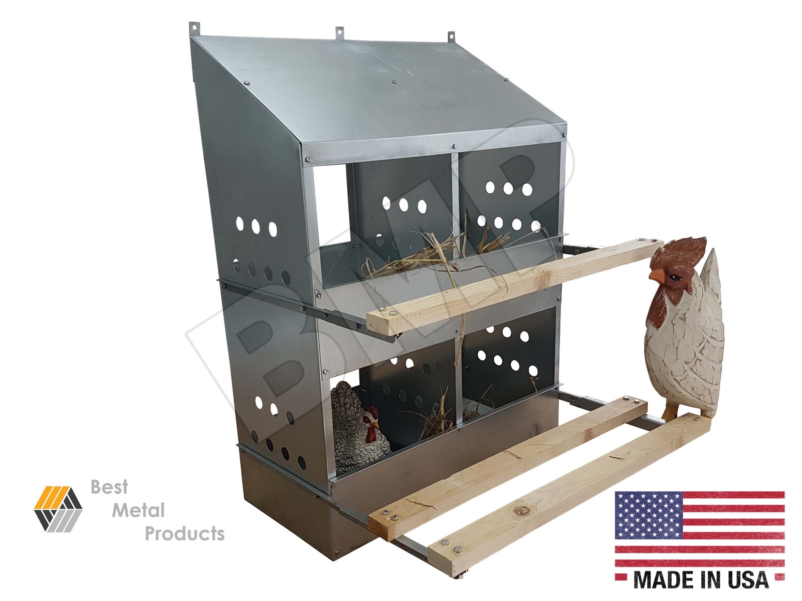4-Hole Heavy Duty Chicken Nesting Box  Galvanized Steel  Made in USA 0300111