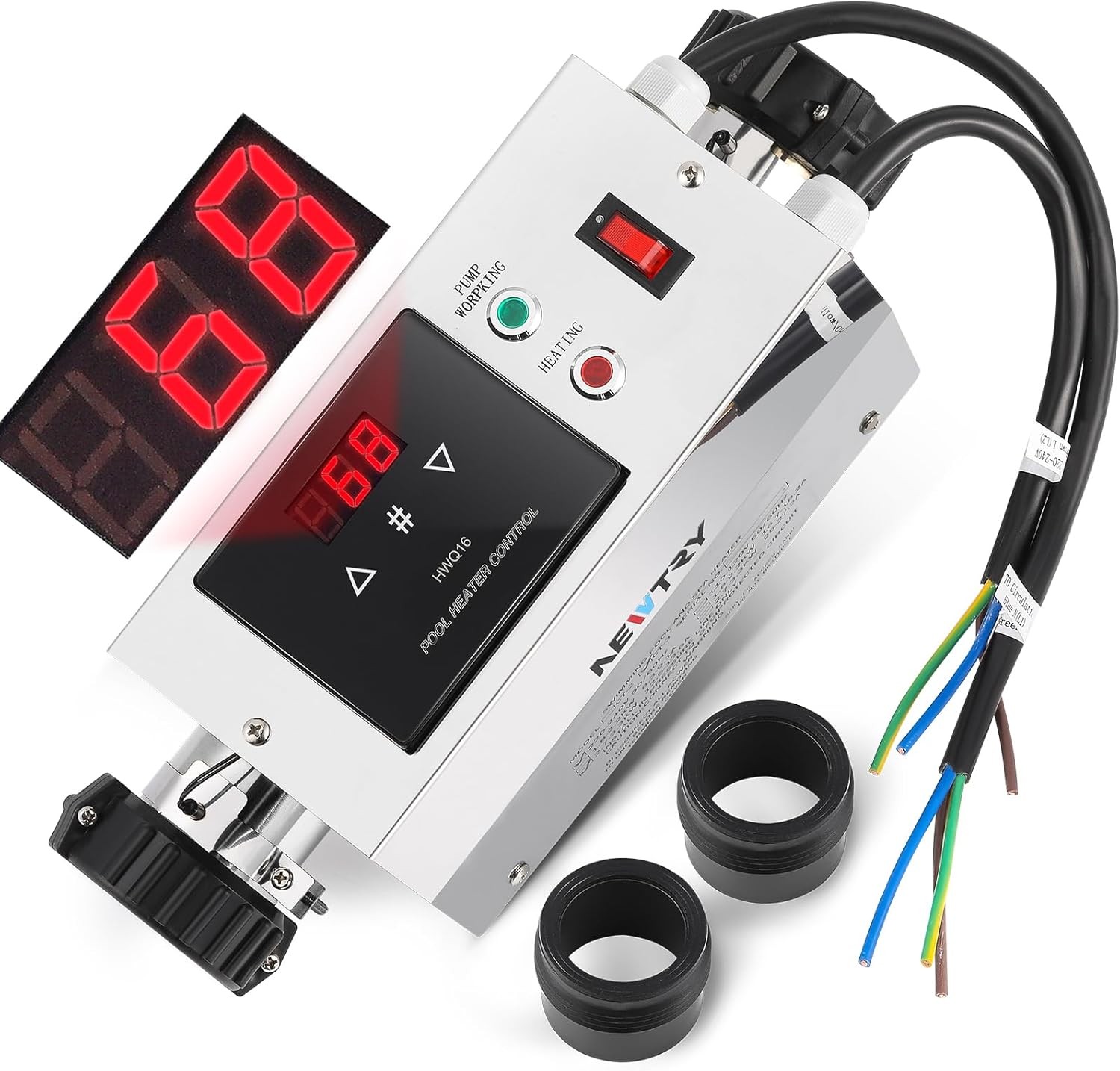 NEWTRY Heater Thermostat w/ LED Display  220V 3KW for Pool Hot Tub Spa *6772A4E