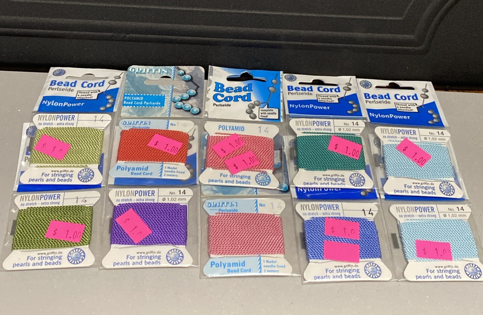 Griffin Size 14 Perlseide Bead Thread Cord-RANDOM Lot Of 10 For Jewelry Making