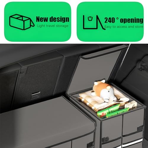 Car Trunk Organizer, Multi-Compartment Collapsible Vehicle Cargo Storage Grey