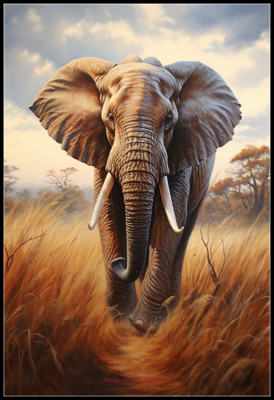 Running Elephant - Counted Cross Stitch Patterns - Color & BW Symbols