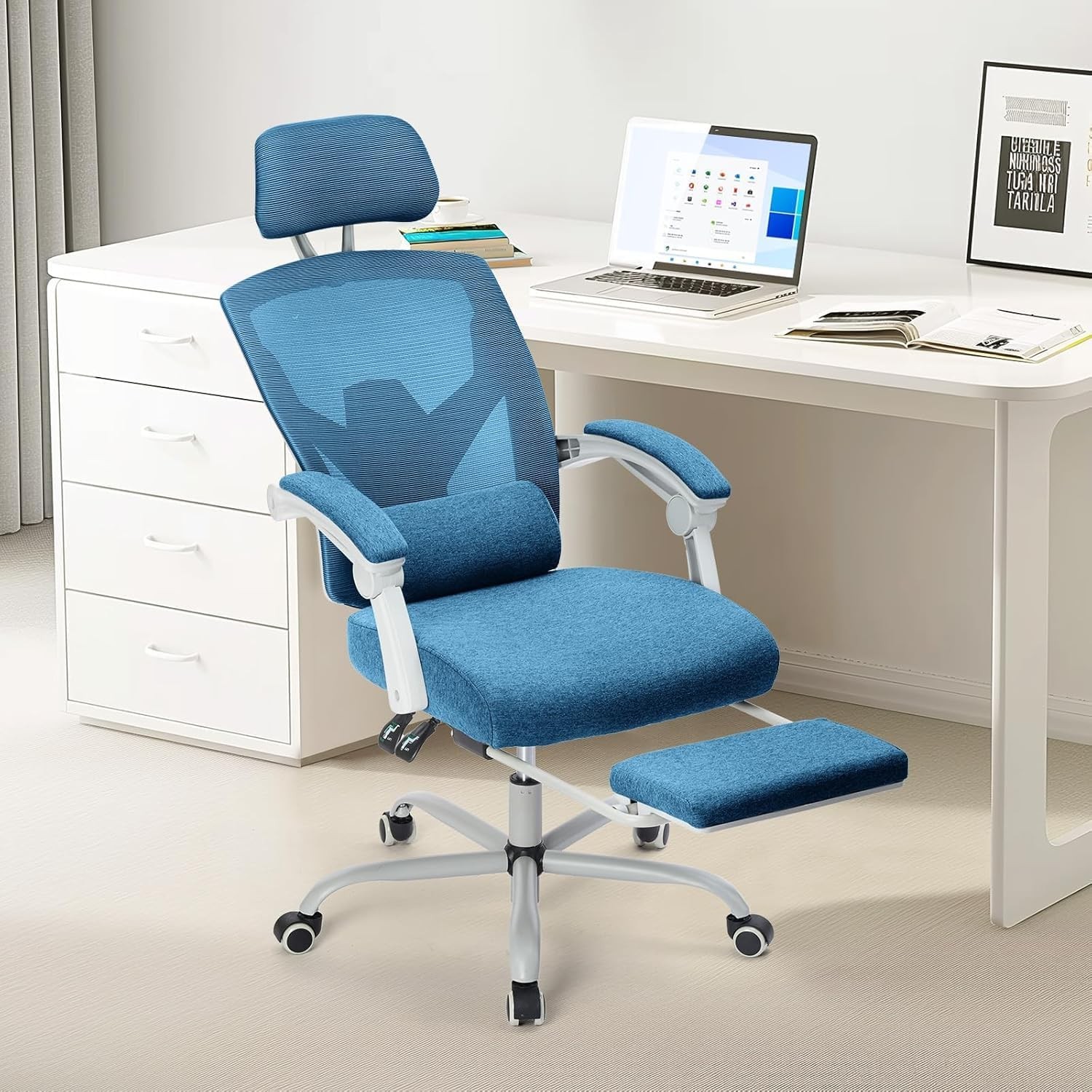 Ergonomic Office Chair with Adjustable Headrest and Lumbar Support & Comfy Arms