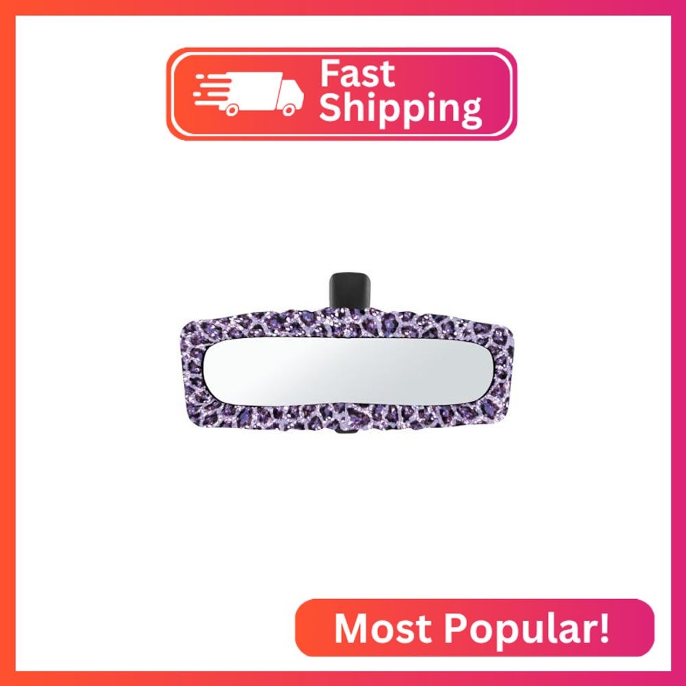 HUISEFOR Leopard Print Rear View Mirror Covers for Cars SUVs Vans Sedans Purple