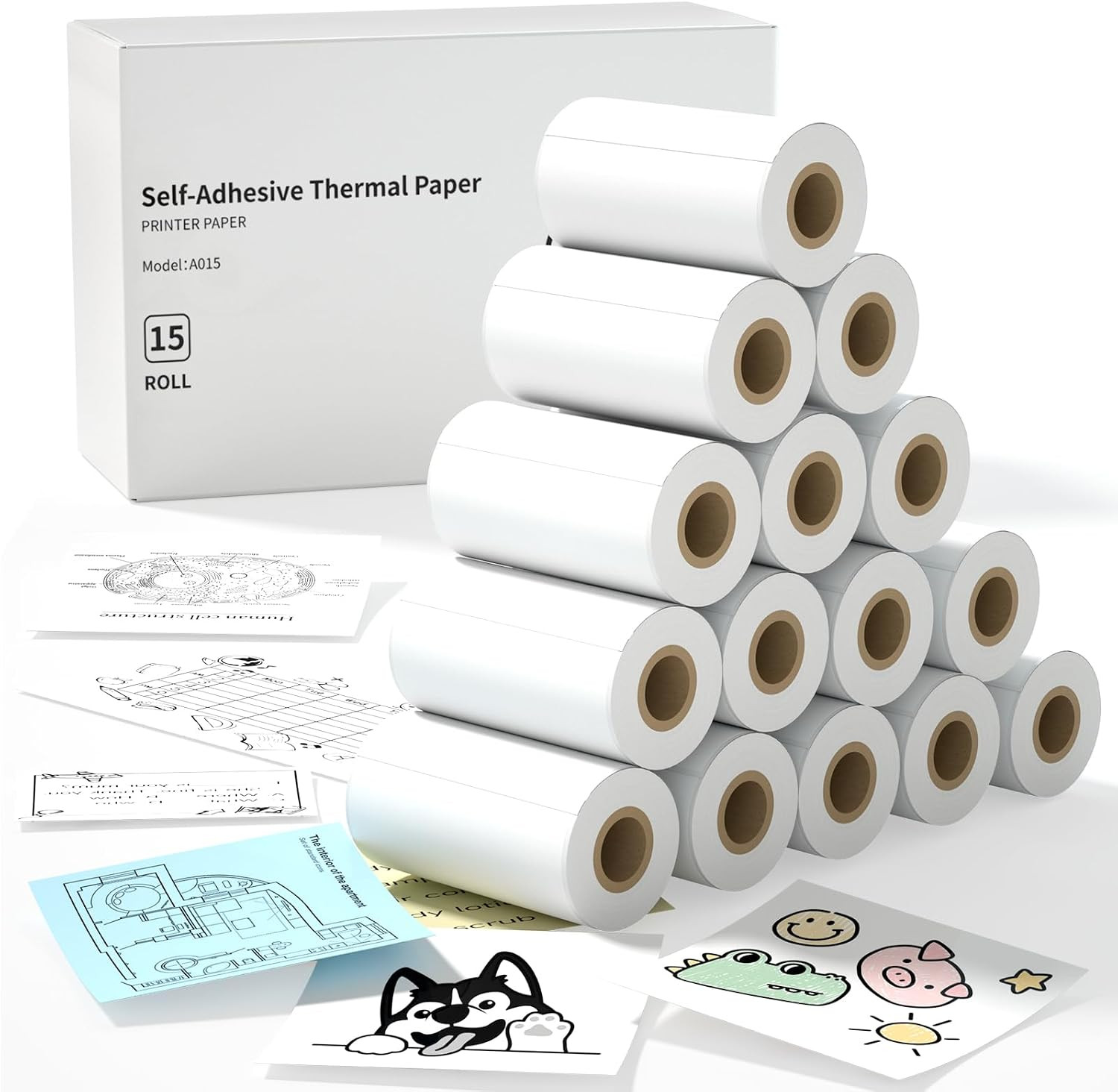 S1 S2 M02 T02 Mini Thermal Sticker Paper - (57X29Mm, 3.5M/Roll) 15 Rolls for Mos