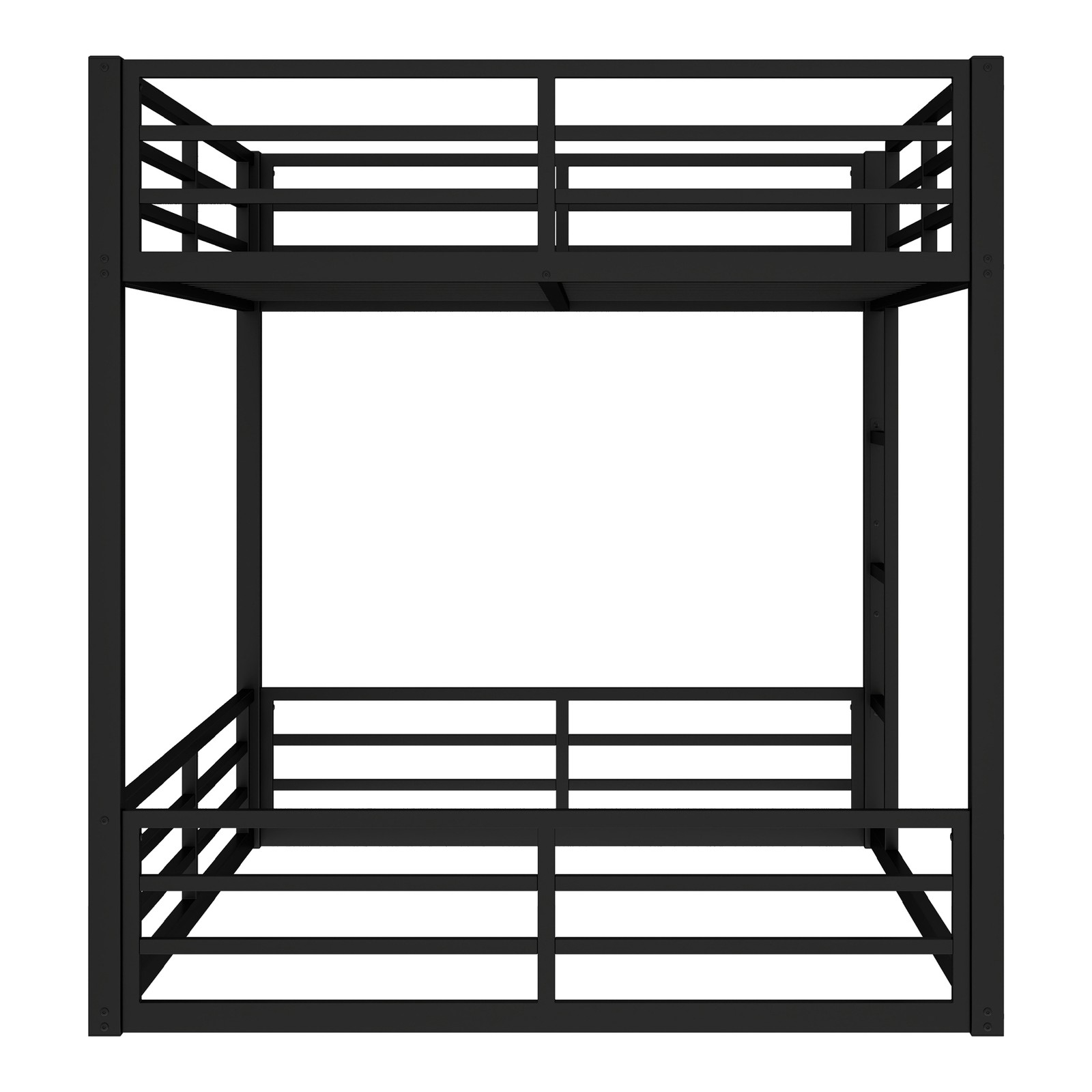 Metal Queen Over Queen Bunk Bed, Black, Space Saving, Noise Reduced