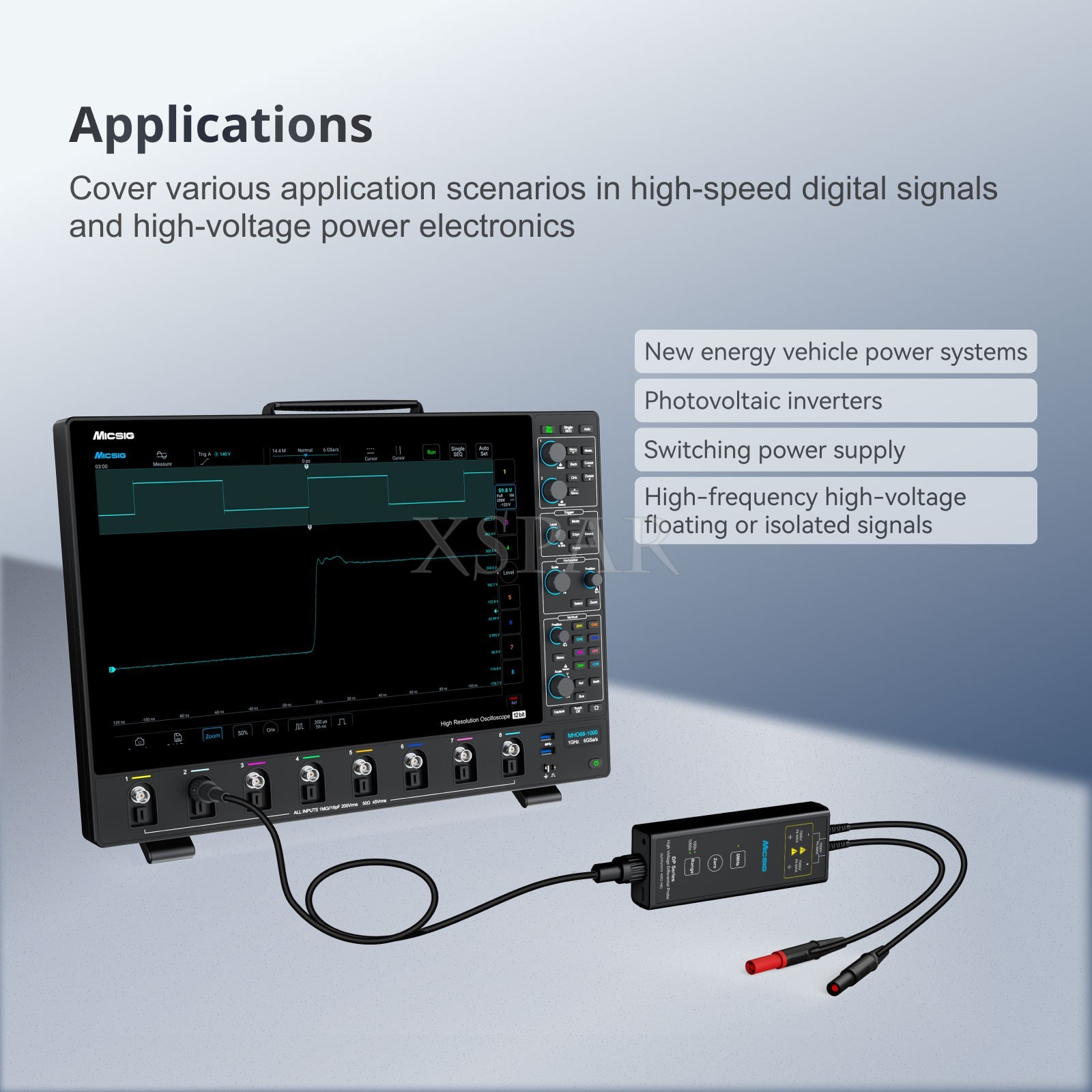 Micsig Optional model Differential Probe Dual Range Selection Oscilloscope Probe