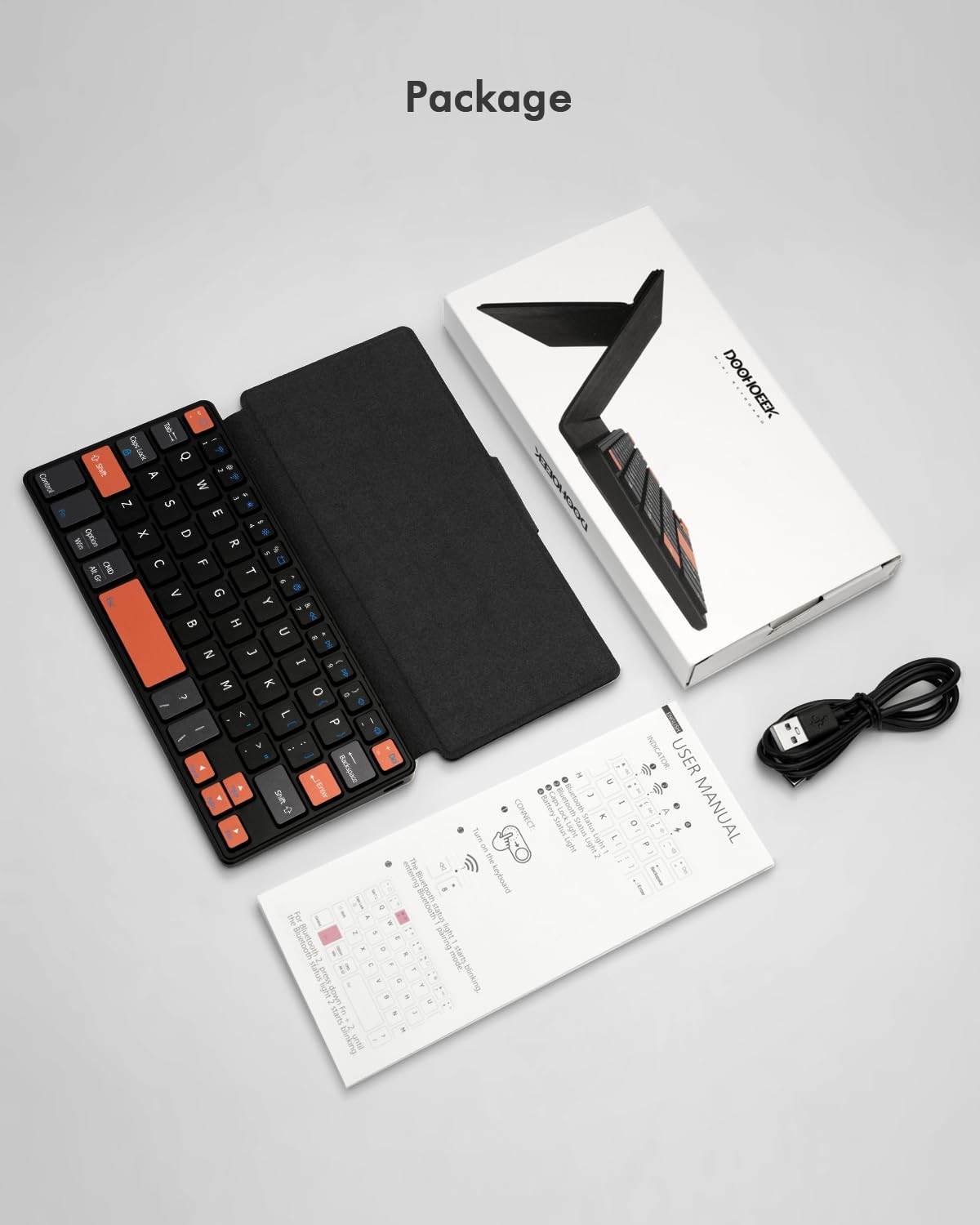 Doohoeek Universal Bluetooth Mini Keyboard, Wireless Compact Keyboard Orange