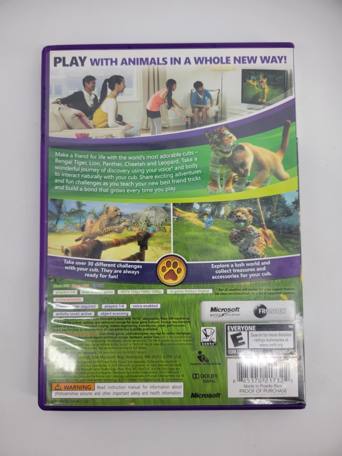 Kinectimals (Microsoft Xbox 360, Kinect) Disc and Case Only! Used | Tested