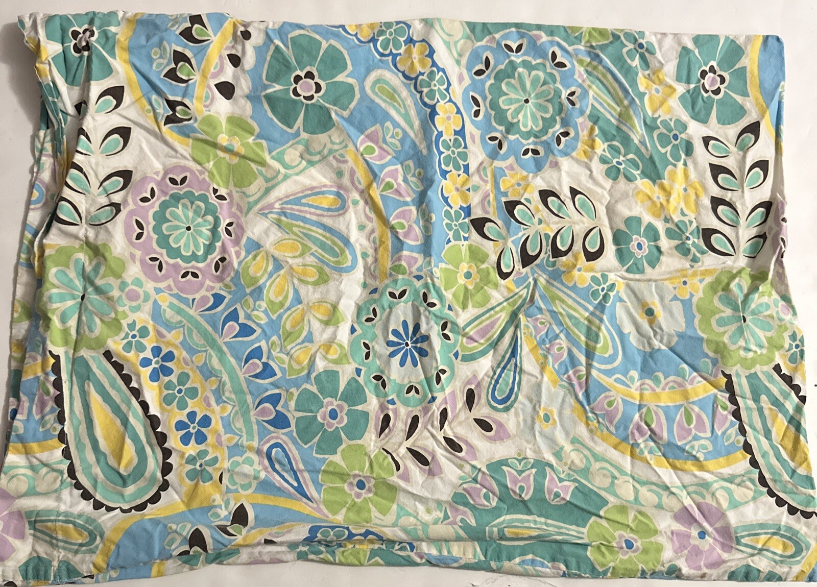 Pottery Barn Teen Paisley Pop Blue Std Pillowcase Floral Retro Green Purple