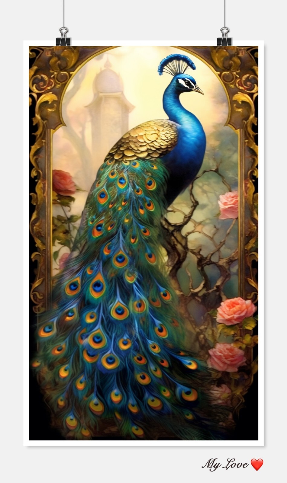 Victorian Peacock 2 - Counted Cross Stitch Patterns - Color & BW Symbols Charts
