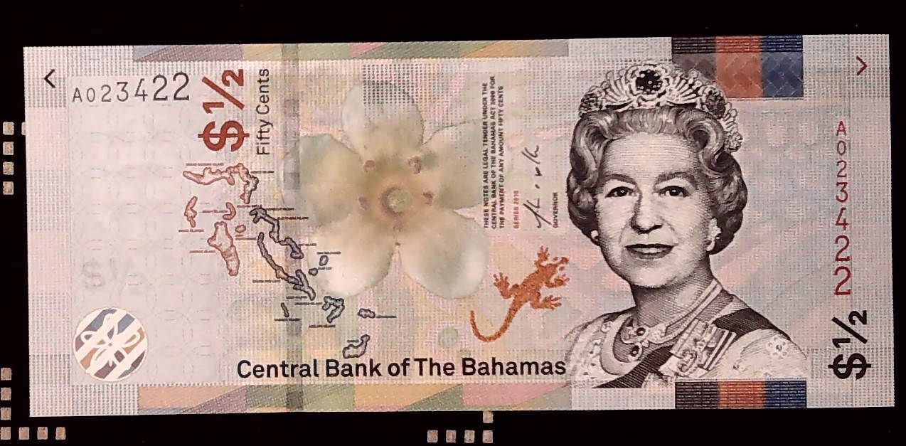 1X BAHAMAS 2019 1/2 DOLLAR UNC BANKNOTE #WN18944