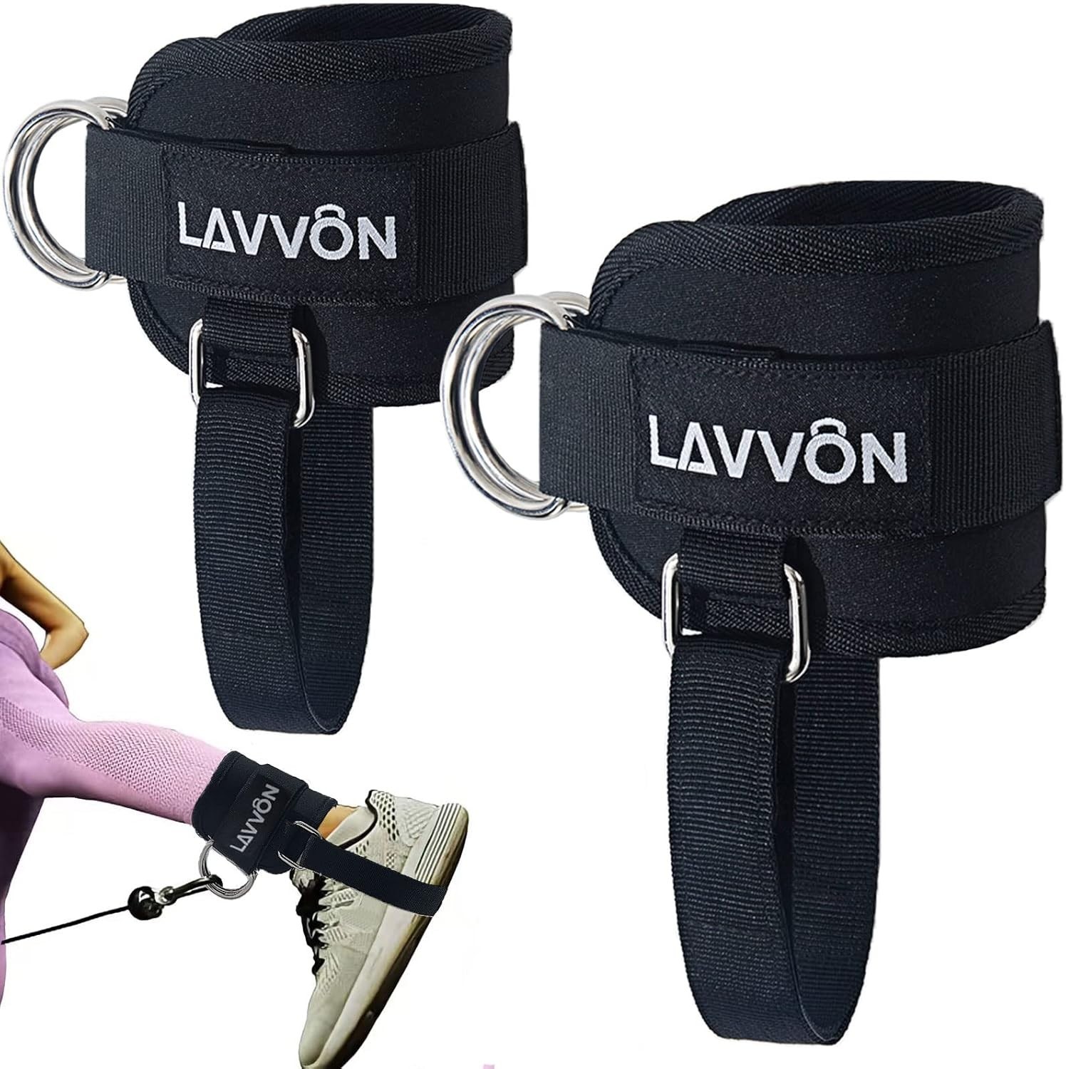 Adjustable Ankle Straps for Cable Machines - Ankle Cuff Attachments for Gym
