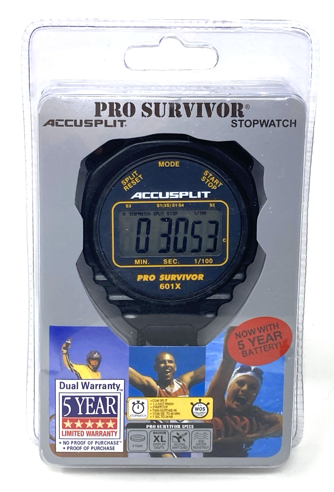 Accusplit Pro Survivor 601X A601XBK Stopwatch Extra Large Display Black New