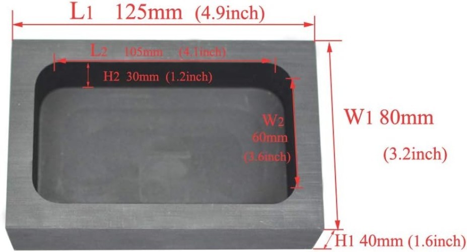 Compact Graphite Ingot Mold for Efficient Gold & Silver Casting - 4.92" Size