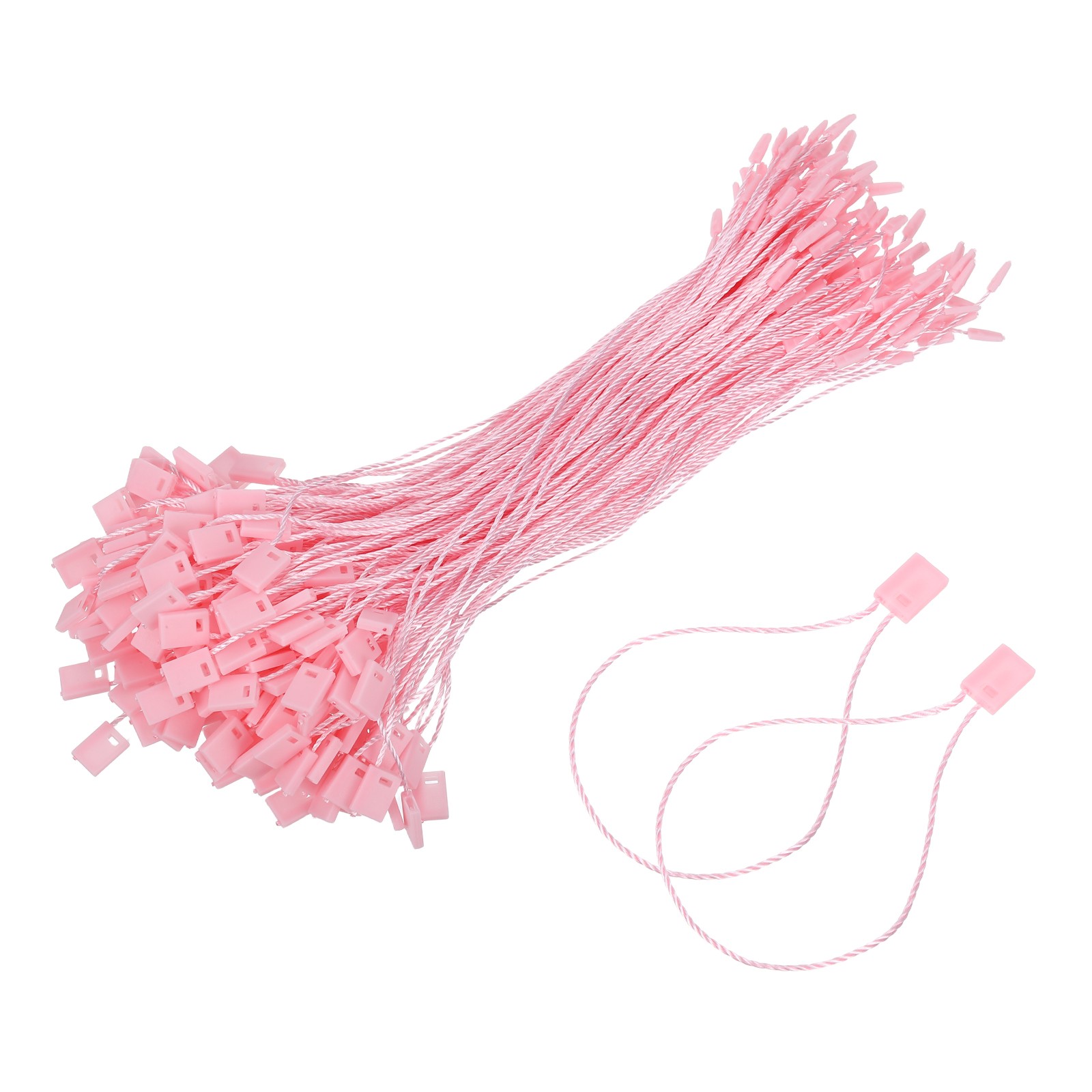 1000pcs Polyester Hang Tag String (6.7") - Plastic Snap Lock Pin Loop Pink
