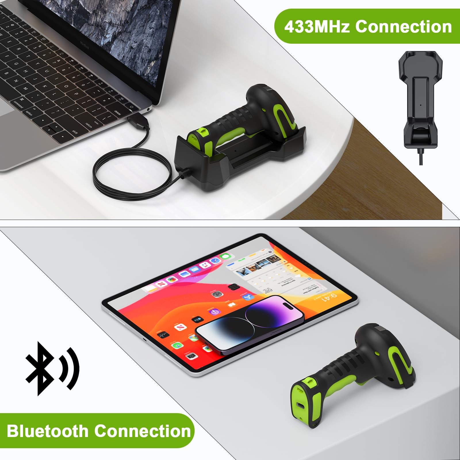 Alacrity Upgraded 2D Wireless Industrial Barcode Scanner With Charging Base,