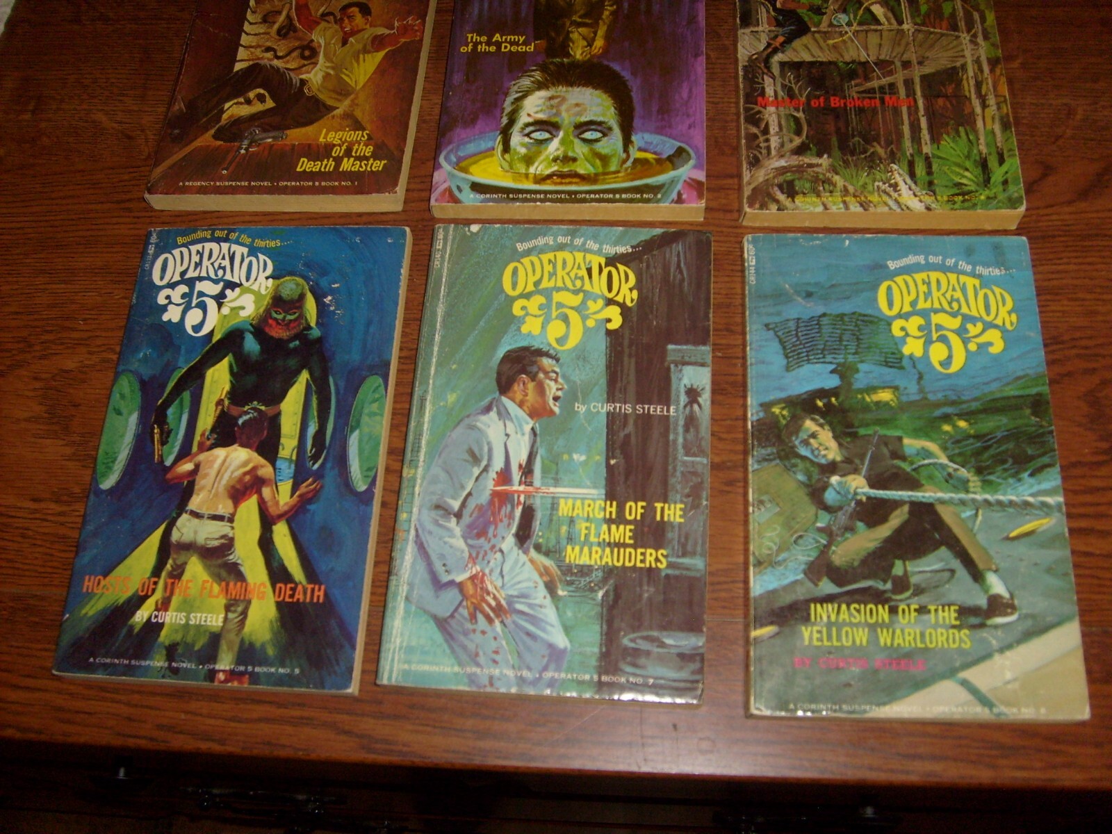 OPERATOR 5, curtis steele, VINTAGE CORINTH PAPERBACKS #1, 2, 4, 5, 7, 8