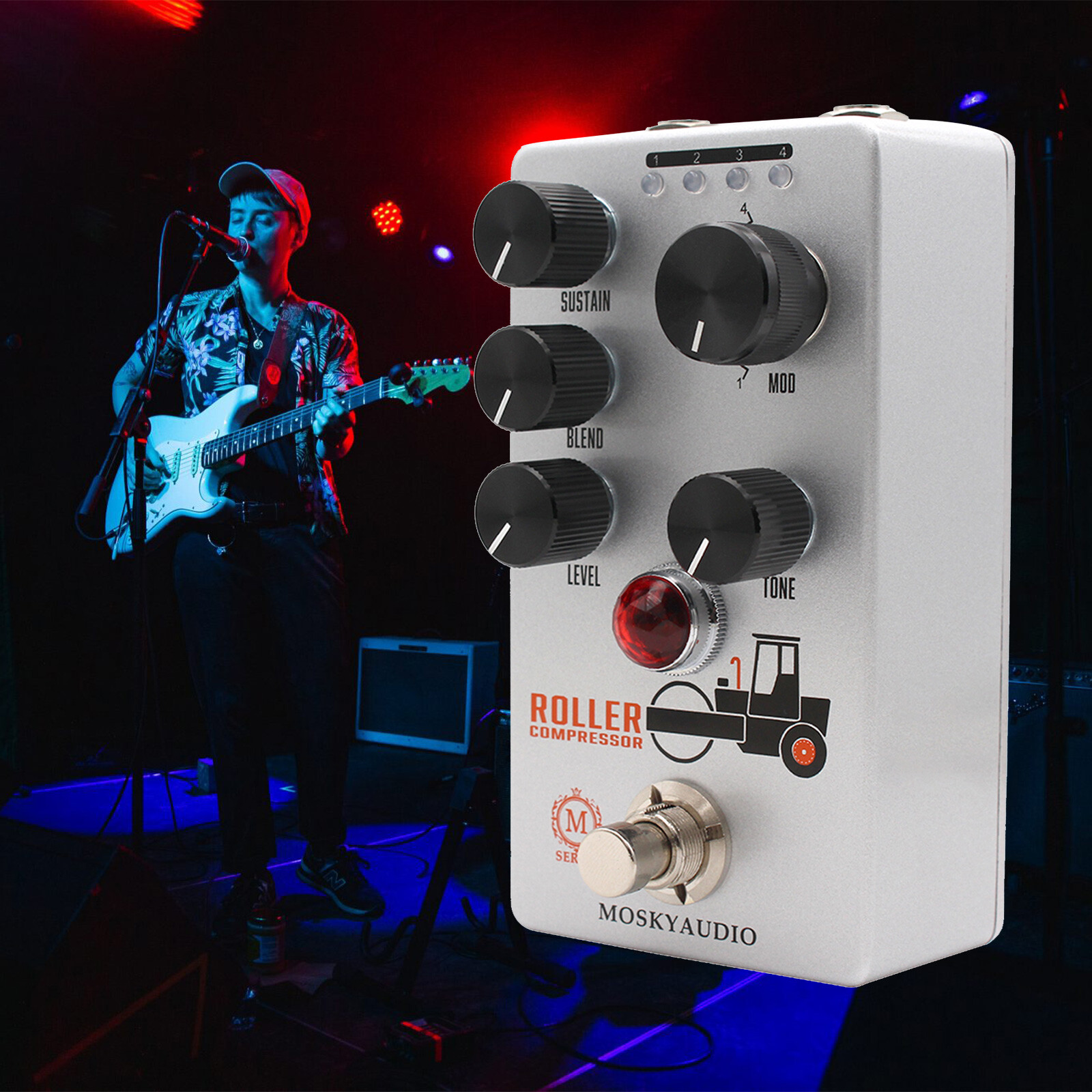 MOSKY Roller Compressor Guitar Pedal 4 Compress Effect Sustain Blend Level Tone