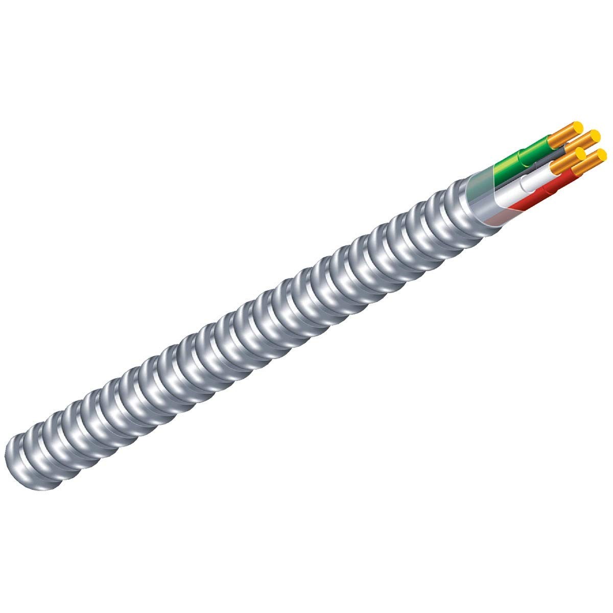 Southwire 68580055 250 ft 12/2 solid CU MC Lite Cable, 250 ft, Aluminum