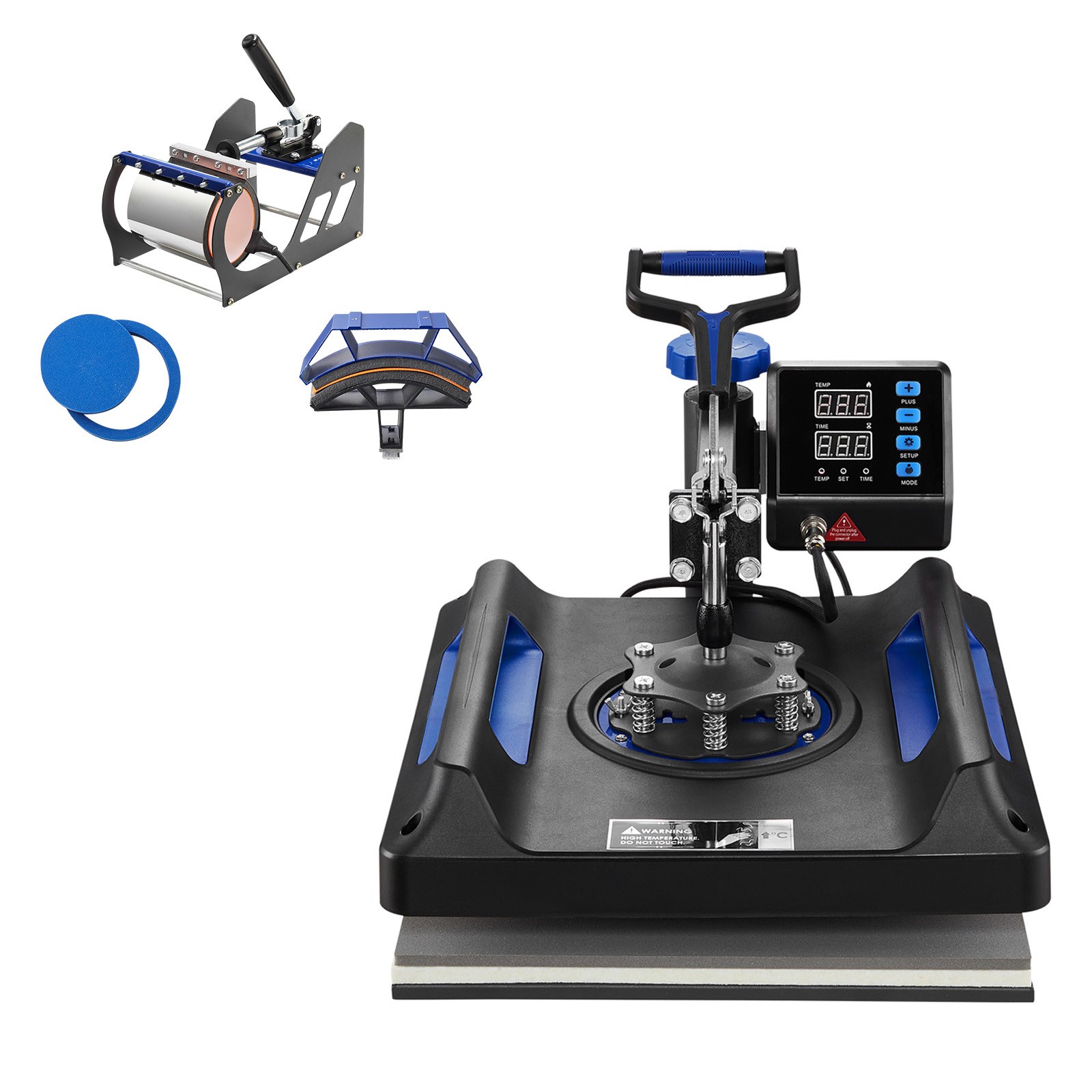 Heat Press Machine Sublimation Machine Blue Heat Press Set for T-shirts Caps