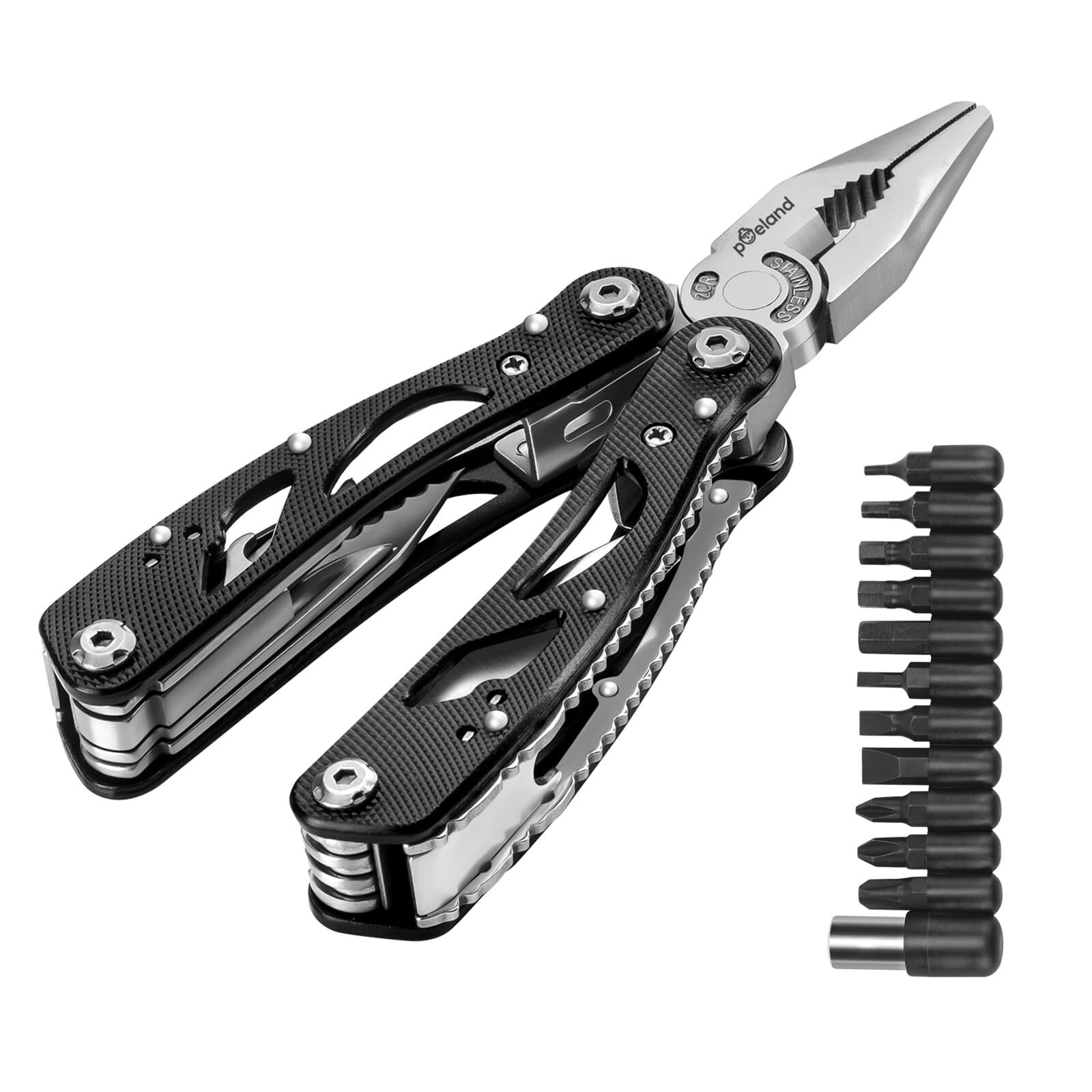 Multitool Pliers Set Stainless Steel Screwdriver Tool With 11 Screwdriver Bits B