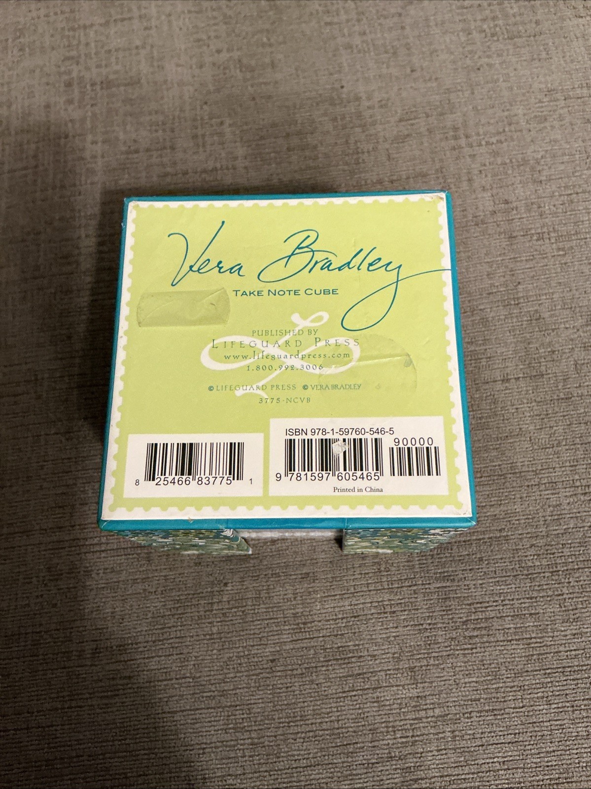 Vera Bradley Take Note Cube Peacock 600 notes pen holder New Sealed