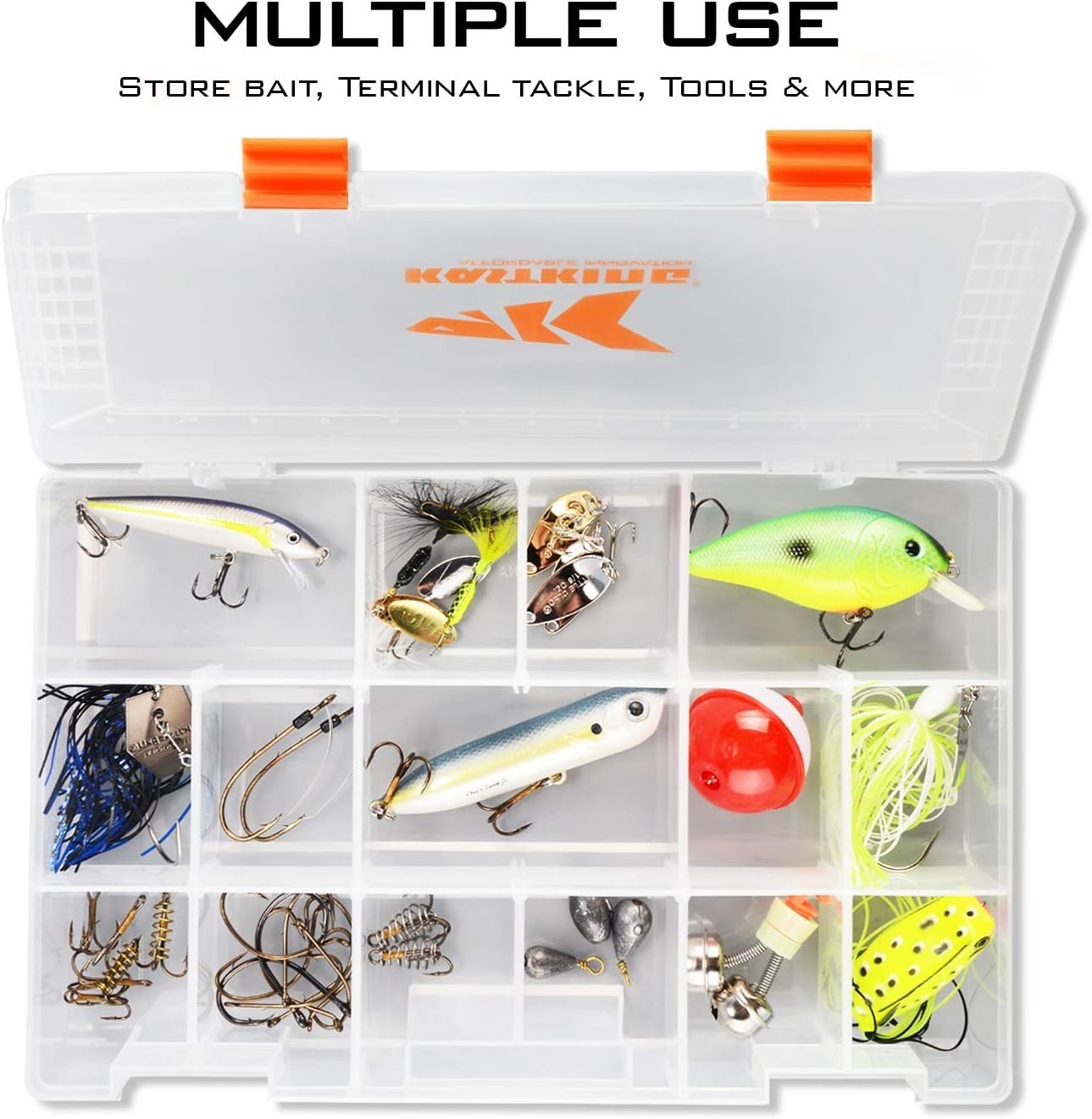 Durable 2 Pack Plastic Tackle Boxes with 18 Adjustable Compartments - Waterproof