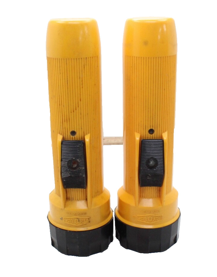Lot of 2  Rayovac 2D Yellow and Black Flashlights Bulb is Missing From One