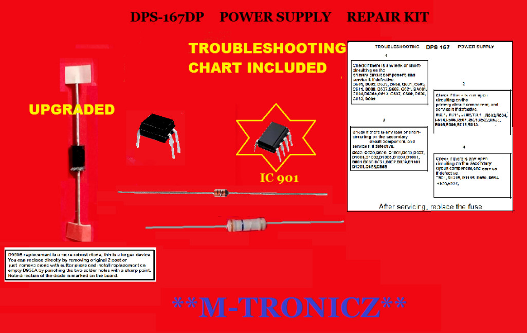 REPAIR KIT  VIZIO  E552i-B2  POWER SUPPLY DPS-167DP-1  056.04146.002  DEAD TV