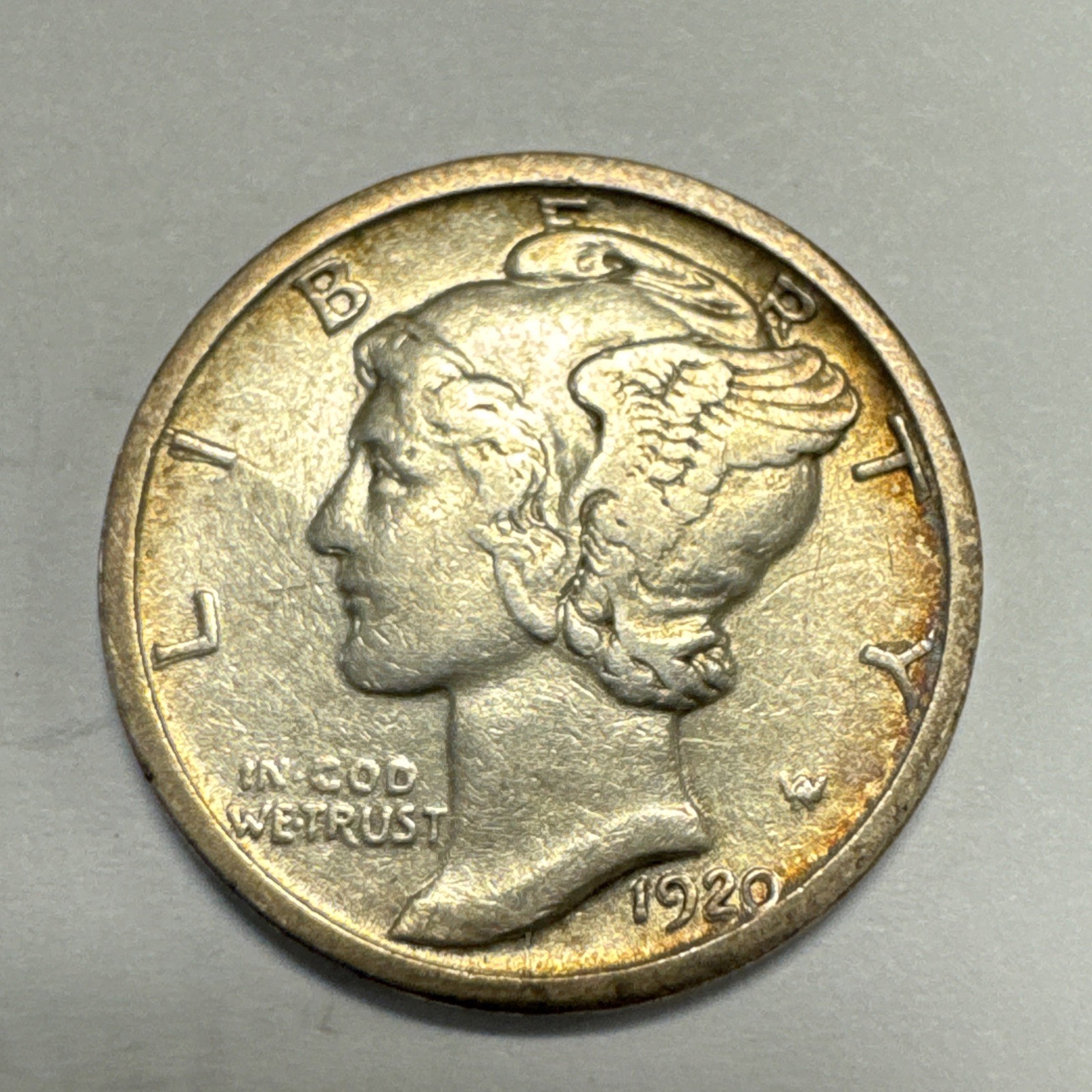 1920-D Mercury Silver Dime XF