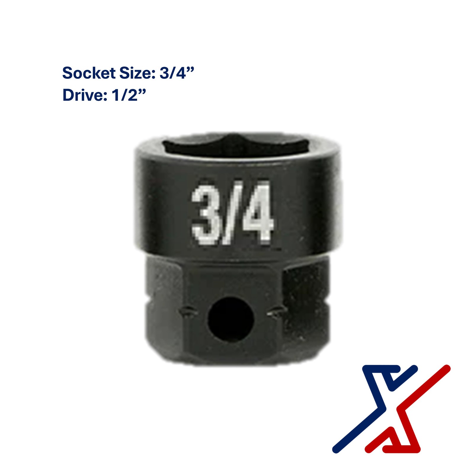 3/4"mm. x 1/2" Drive Nano Socket / Stuby Socket by X1 Tools