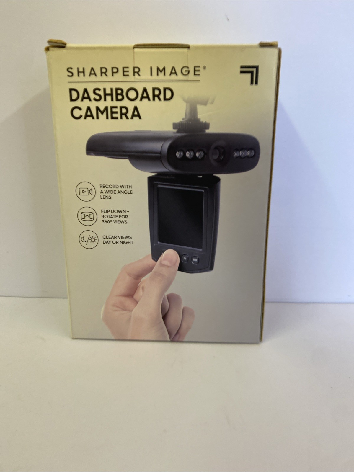 NIB Sharper Image Dashboard Camera Wide Angle 360 Night Vision Windshield Mount