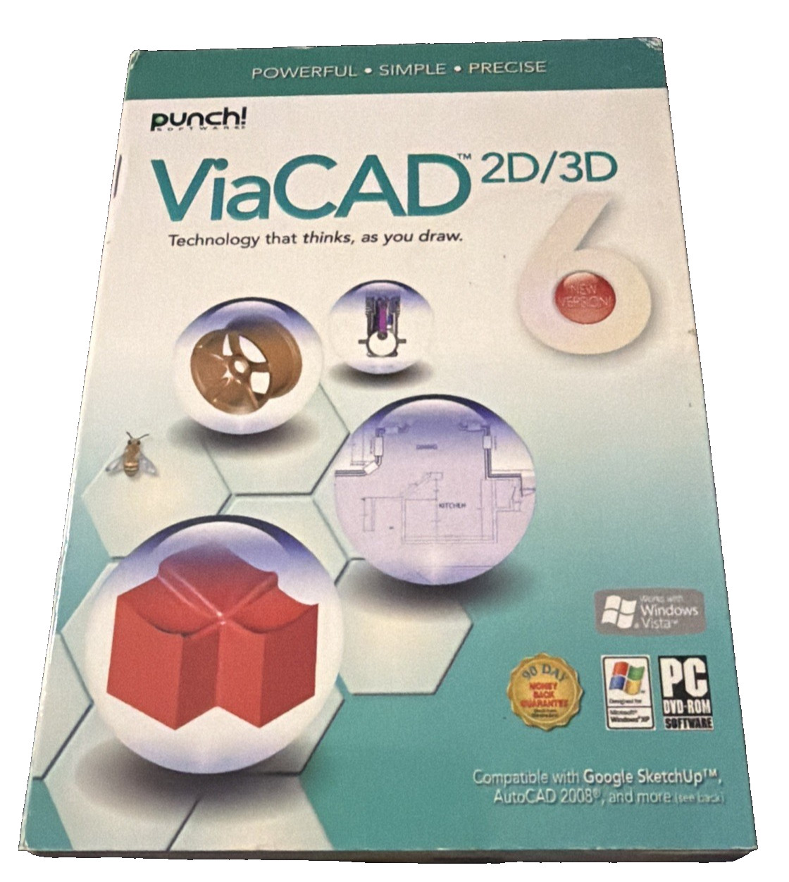 ViaCAD 2D/3D Software Full Retail Box DVD-ROM (2008) Windows XP/Vista