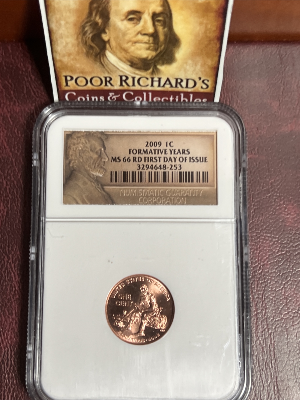 2009 P Lincoln Formative Years Gem. NGC MS66 RD 1st Day Issue. C235
