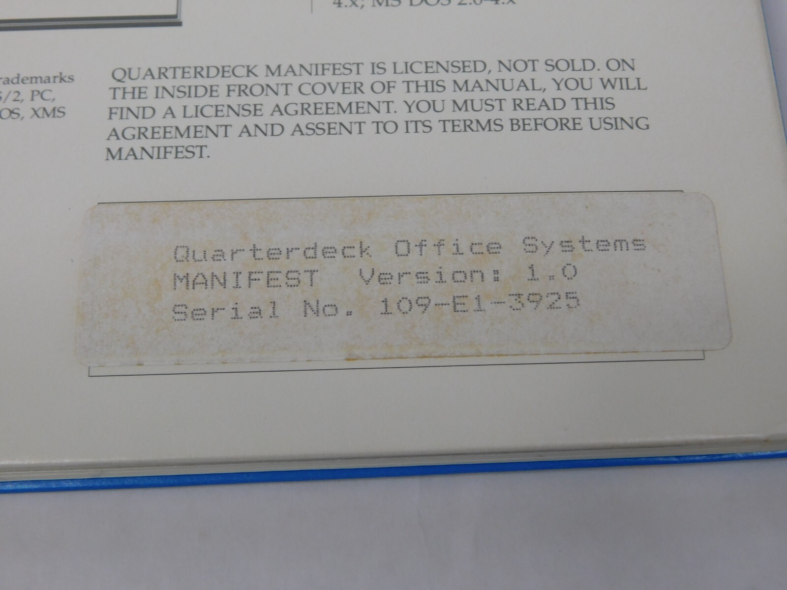 1990 Quarterdeck Manifest Version 1.0 3.5" Floppy Disk Software