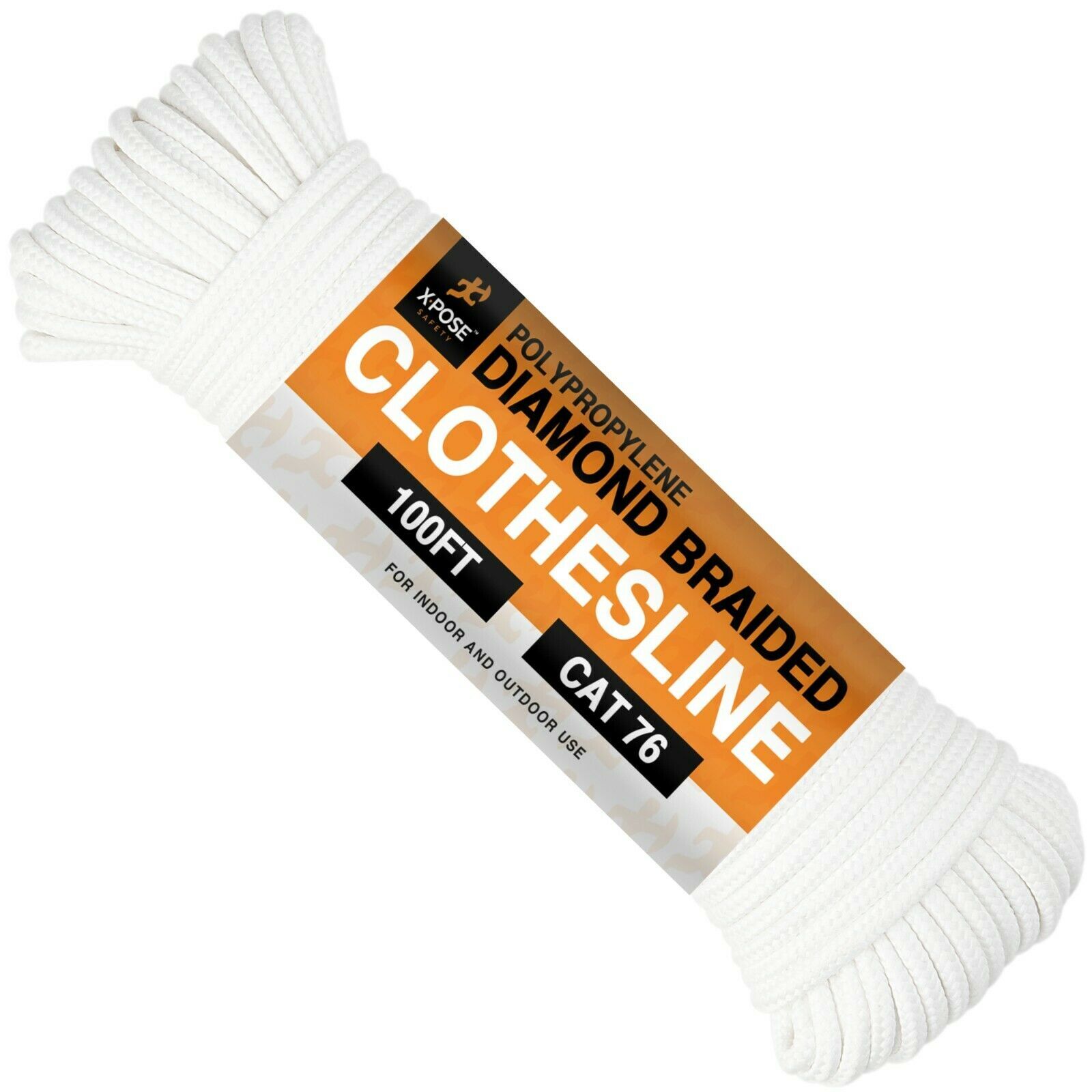 Diamond Braided Clothesline Rope - 100 Ft Rope- Braid Polypropylene Rope