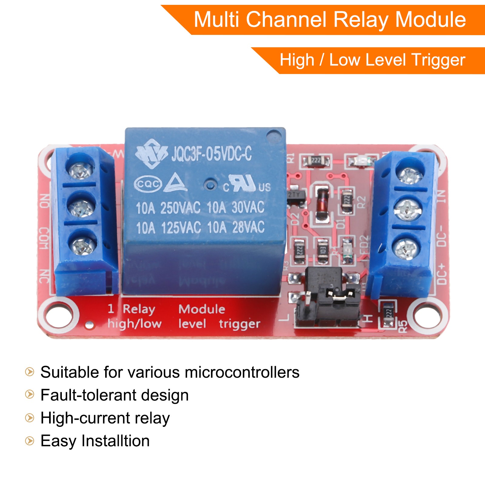12 Pcs DC 5V 1 Channel Relay Module High or Low Level Trigger for Electronics