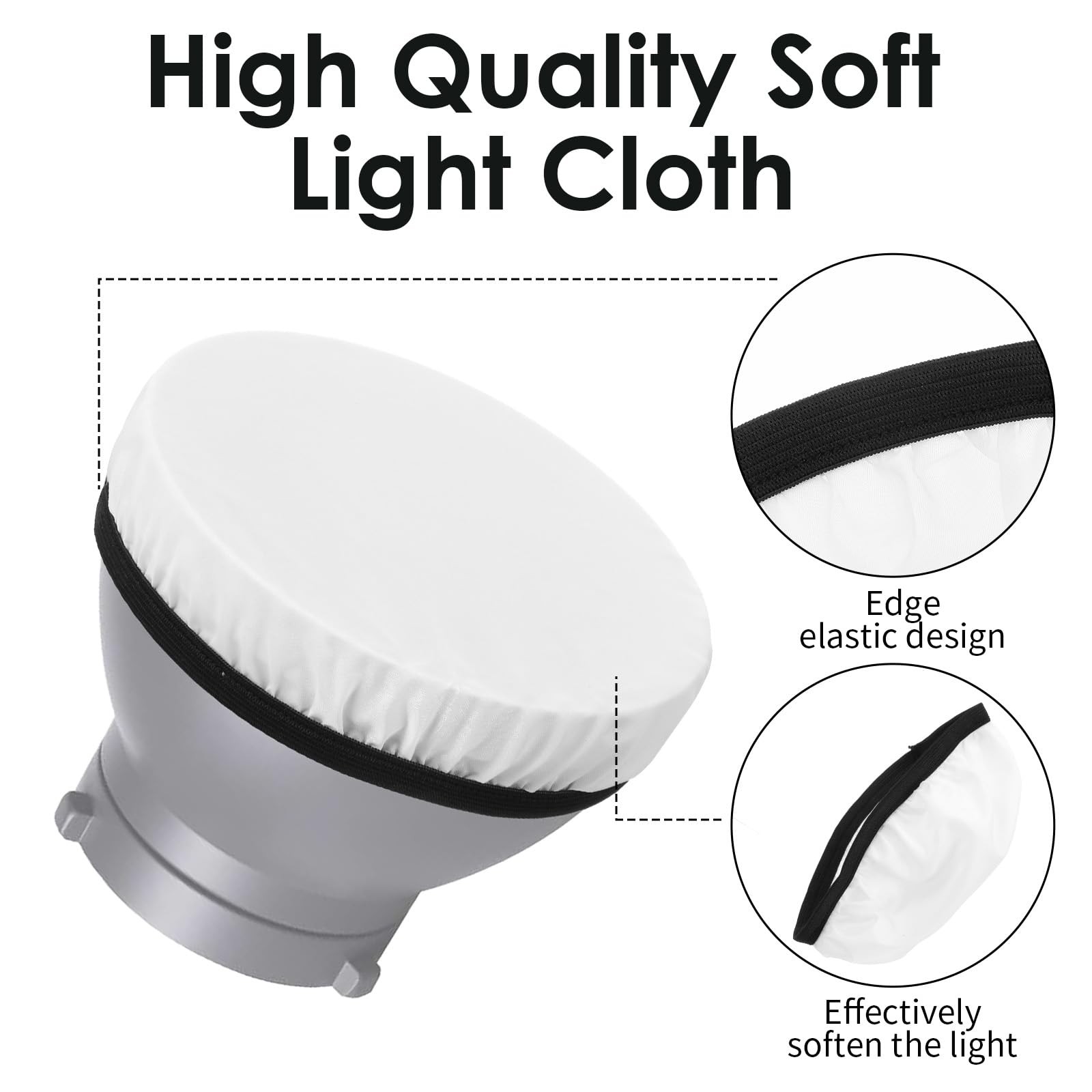 Mabor 2Pcs Light Diffuser, 7"/18cm Round Light Softbox Cover – White Nylon & ...